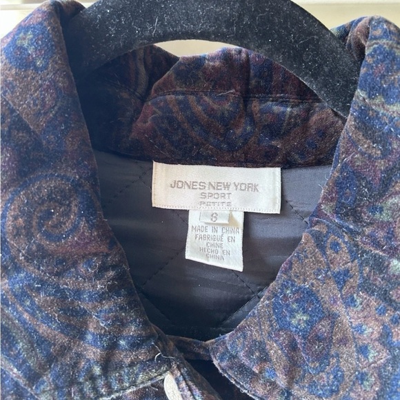 Jones New York Velvet Jewel Tone Paisley Quilted Barn Coat w/Pckts.Petite S Size - Picture 2 of 7